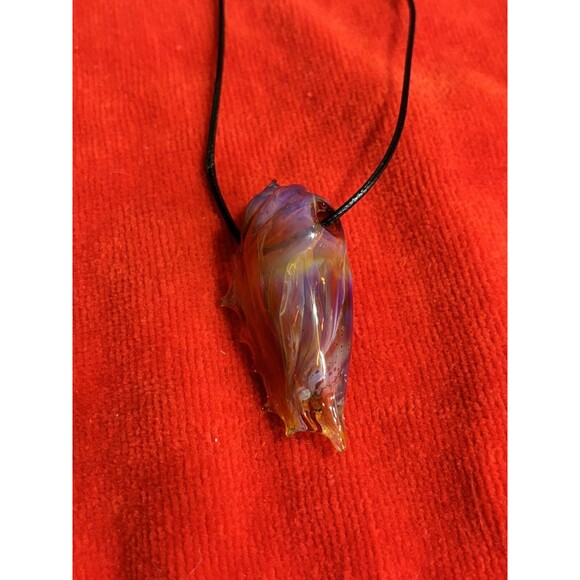 Lampwork Sea shell Multi-colored Glass pendant Necklace NEW - Picture 4 of 11